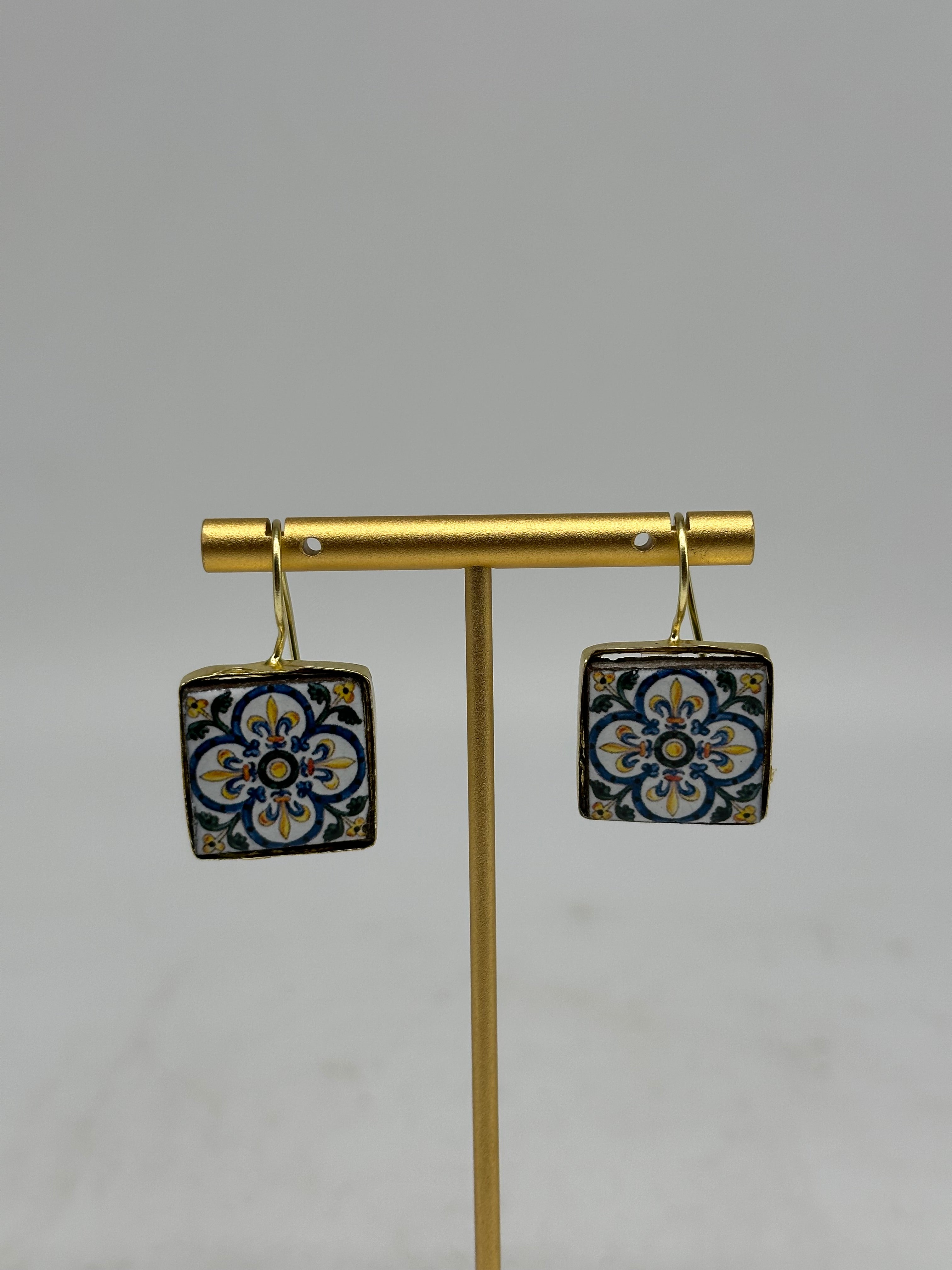Orecchini Mattonella Maiolica Ceramica di Caltagirone V.19 - ORECCHINI