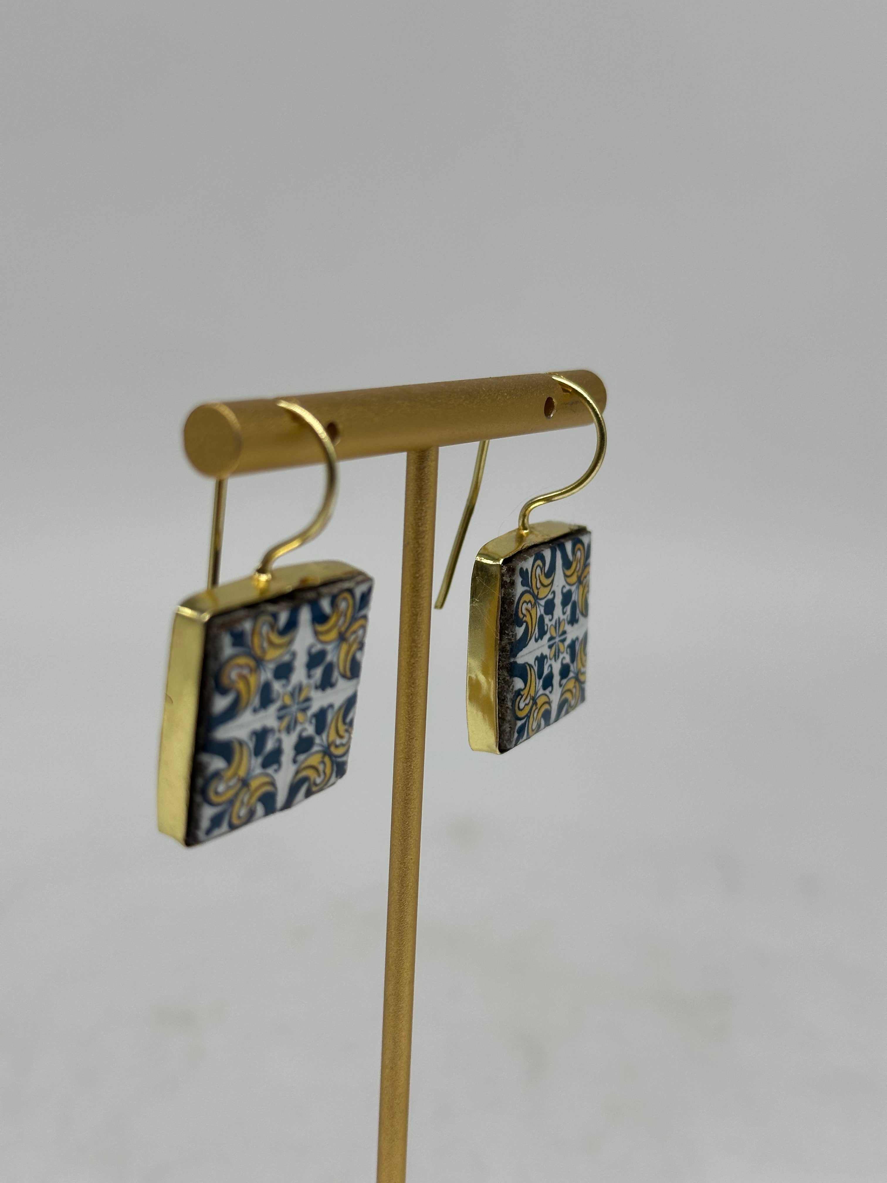 Orecchini Mattonella Maiolica Ceramica di Caltagirone V.20 - ORECCHINI