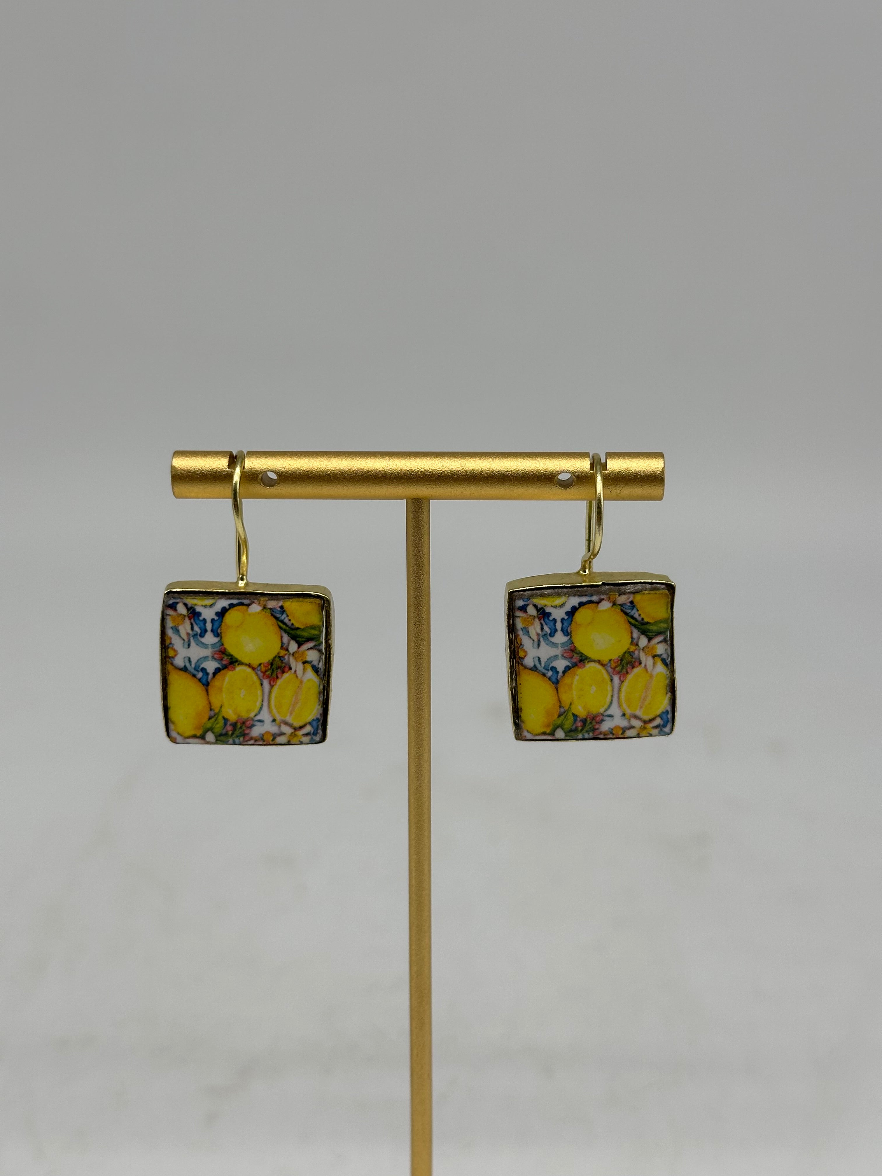 Orecchini Mattonella Maiolica Ceramica di Caltagirone V.14 - ORECCHINI