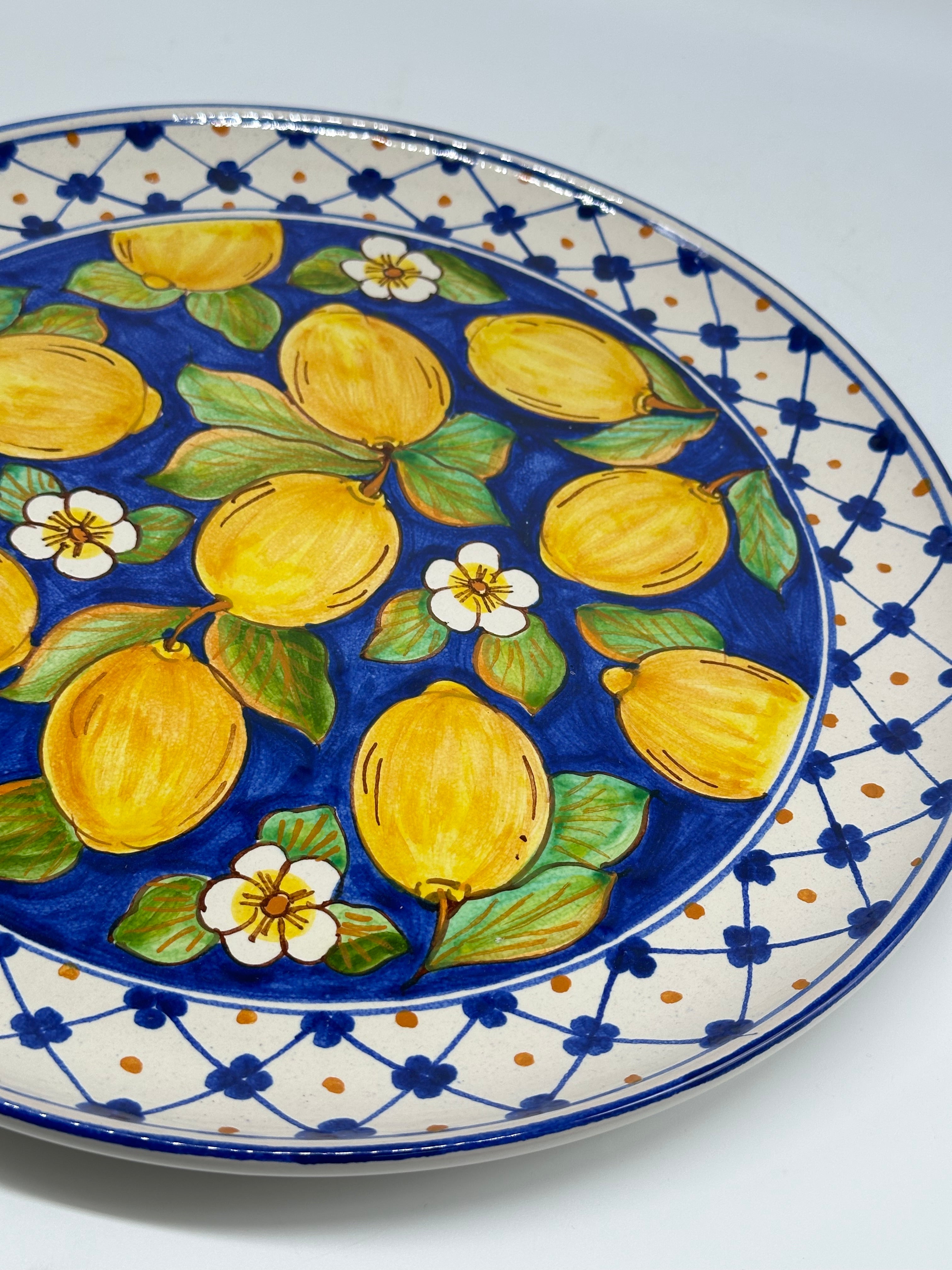 Piatto da Portata Diametro 37cm Uso Alimentare Ceramica Caltagirone - Limoni - PIATTI SERVIZIO