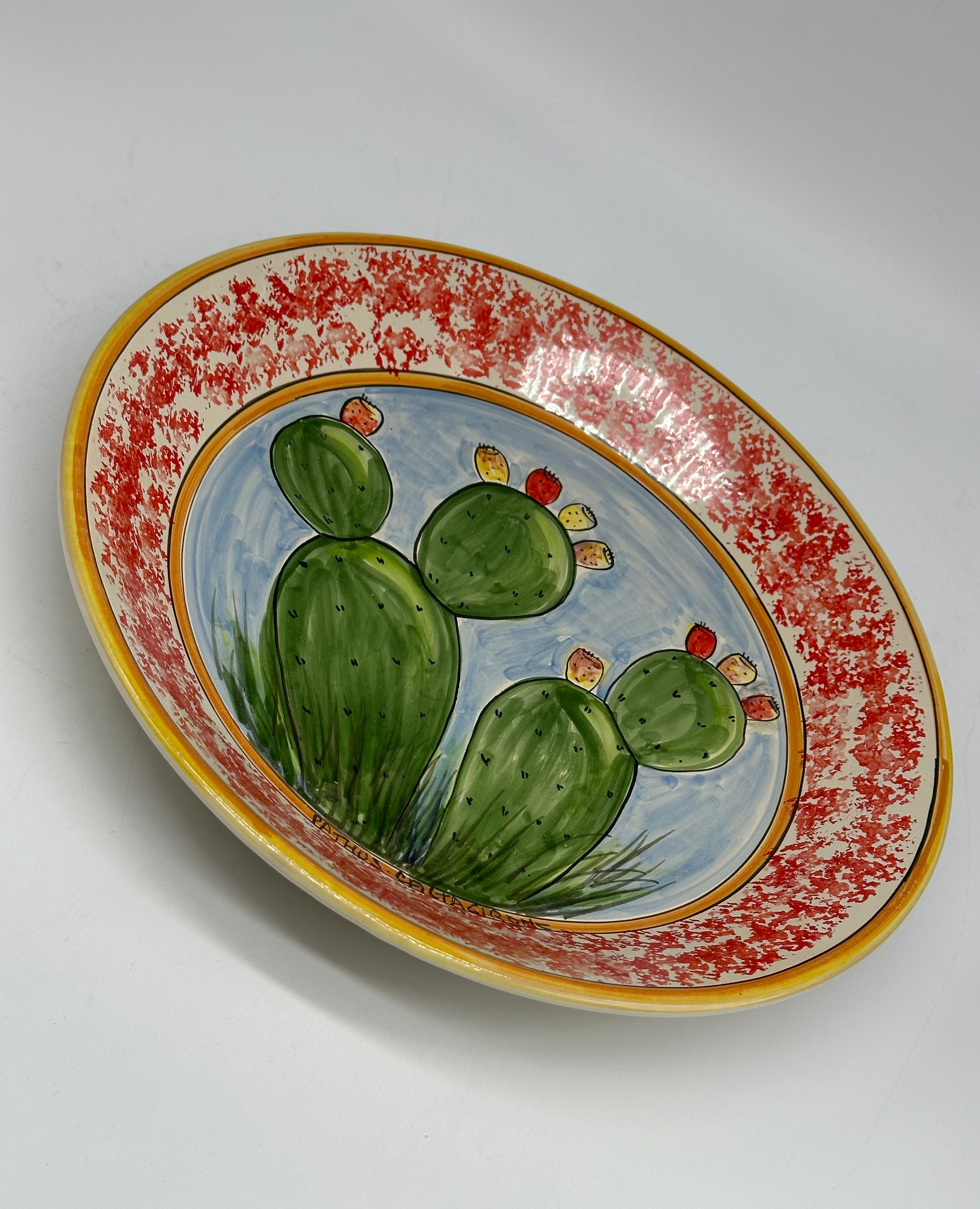 Piatto da Portata Fangotto Diametro 30cm Uso Alimentare Ceramica Caltagirone - Fichi d’India - PIATTI
