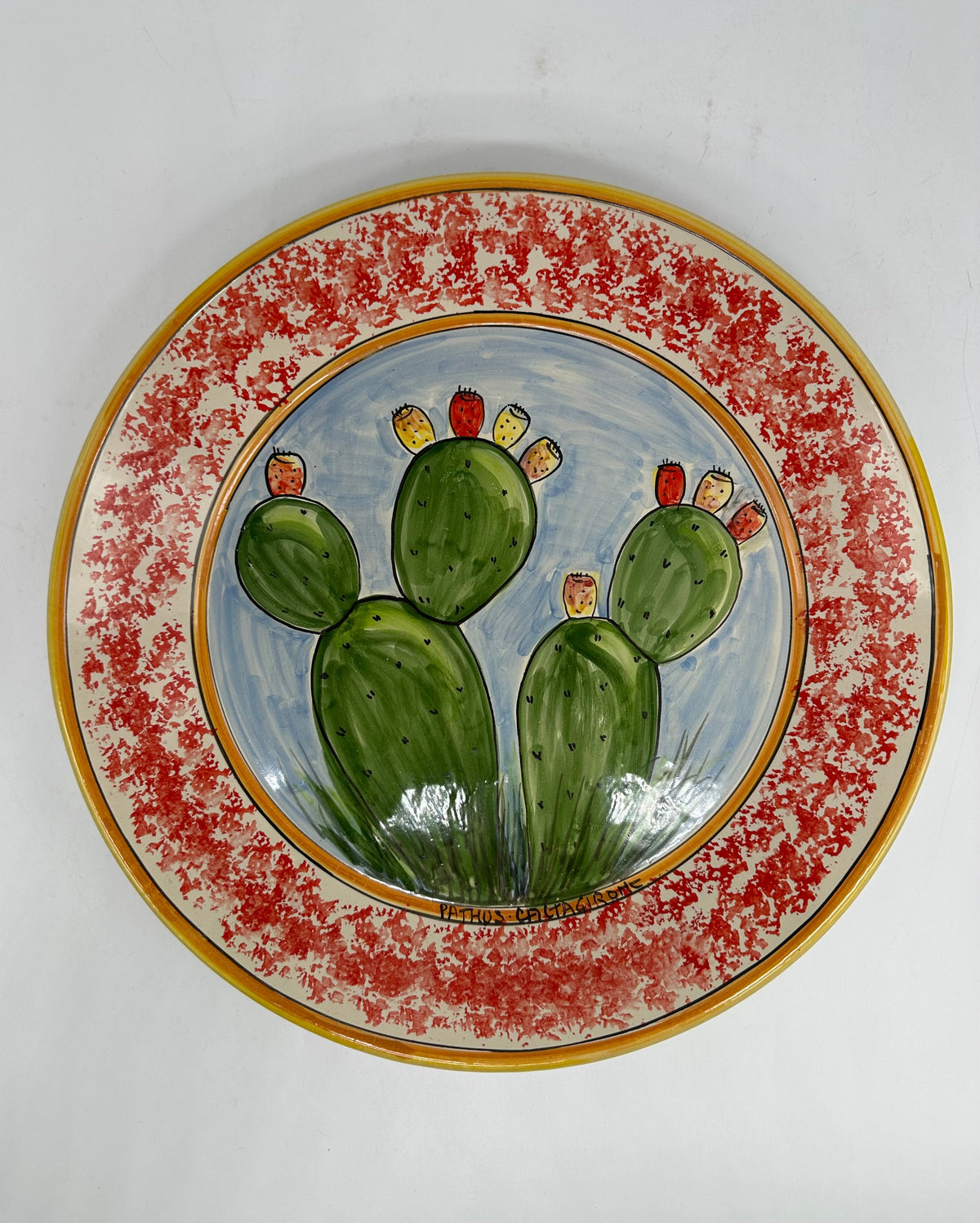 Piatto da Portata Fangotto Diametro 30cm Uso Alimentare Ceramica Caltagirone - Fichi d’India - PIATTI
