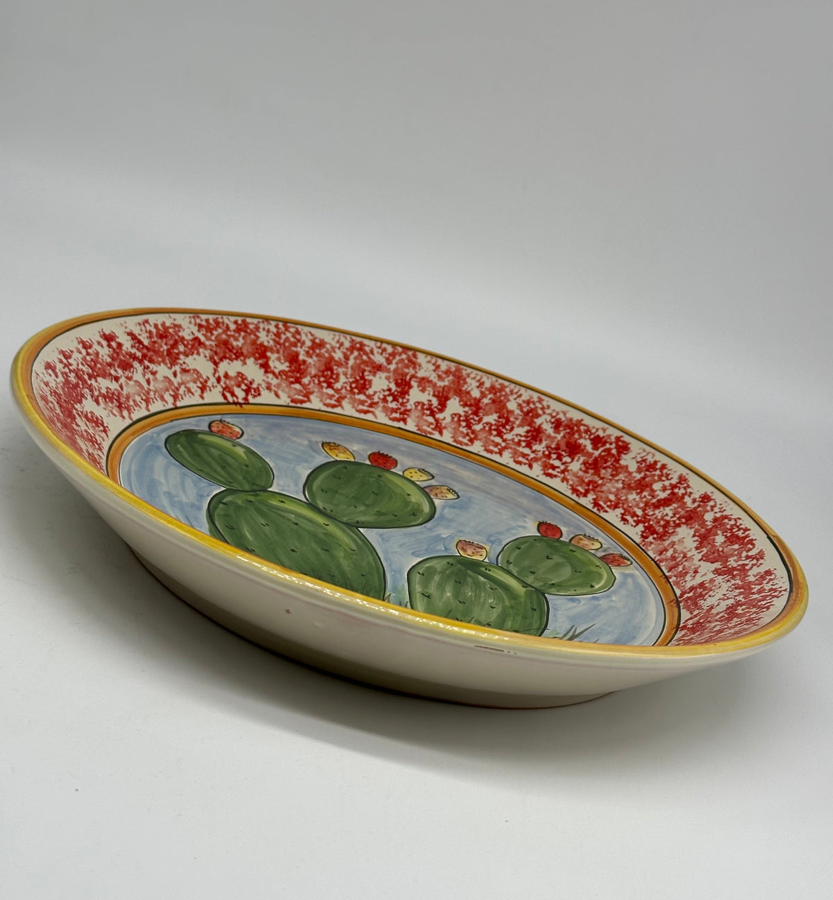 Piatto da Portata Fangotto Diametro 30cm Uso Alimentare Ceramica Caltagirone - Fichi d’India - PIATTI