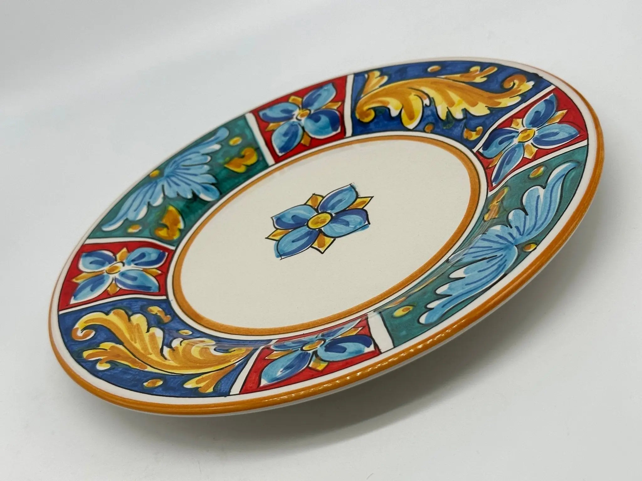 Piatto Piano Uso Alimentare Ceramica Caltagirone - Alabastro - PIATTI SERVIZIO