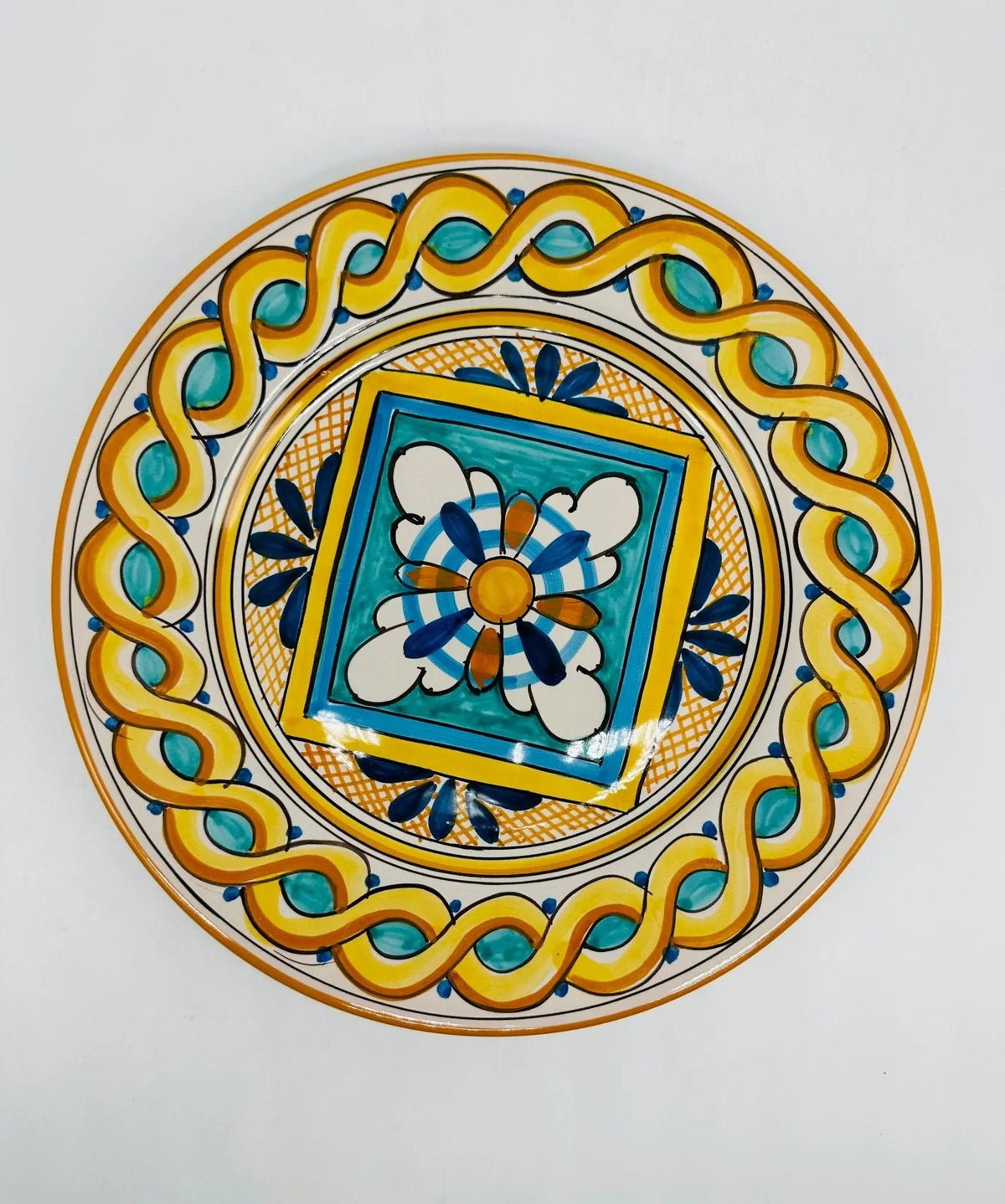 Piatto Piano Uso Alimentare Ceramica Caltagirone - Giadeite - PIATTI SERVIZIO