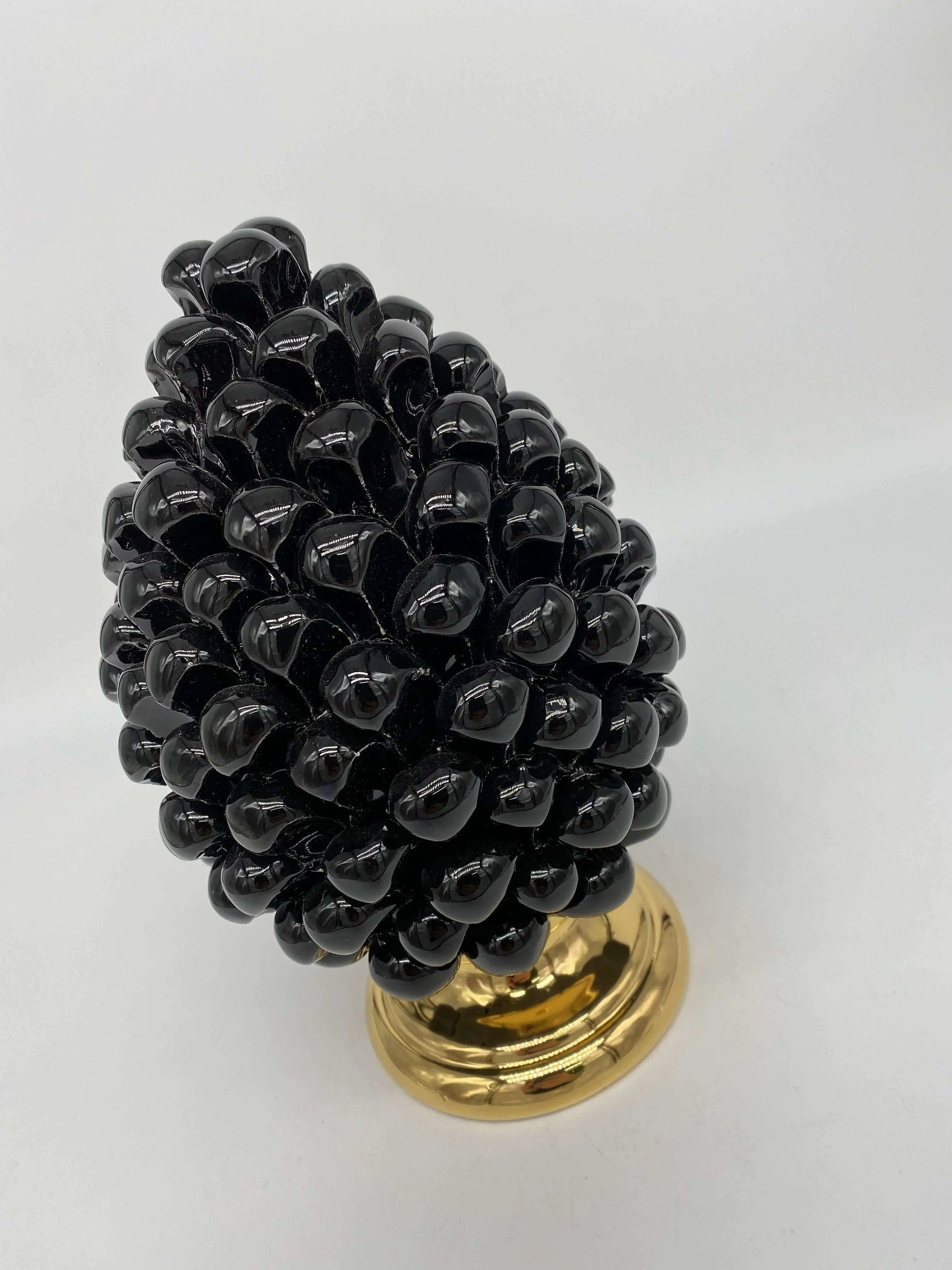 Pigna Aurum Ceramica Caltagirone cm H.20 Artigianale Nero DD CERAMICHE SICILIANE