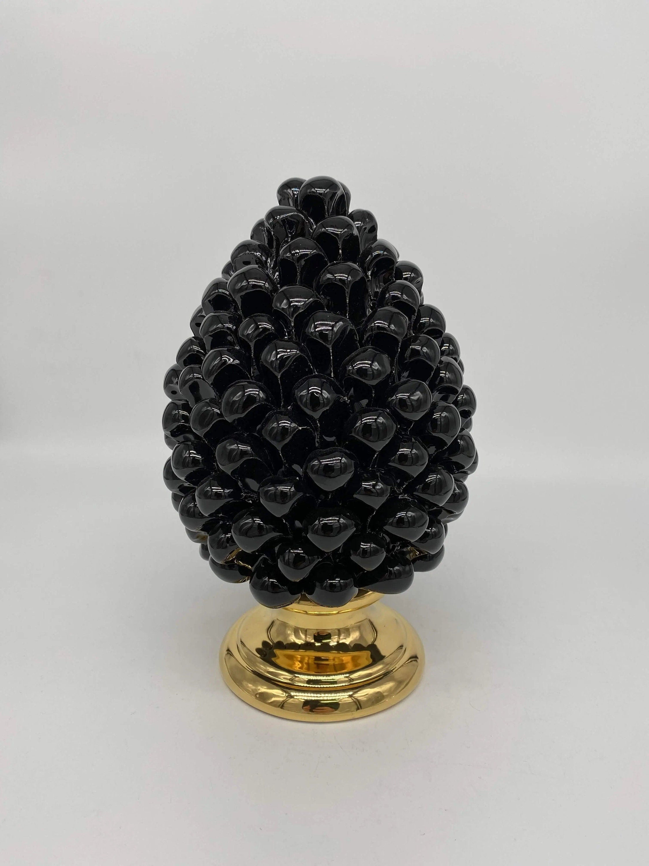Pigna Aurum Ceramica Caltagirone cm H.20 Artigianale Nero DD CERAMICHE SICILIANE
