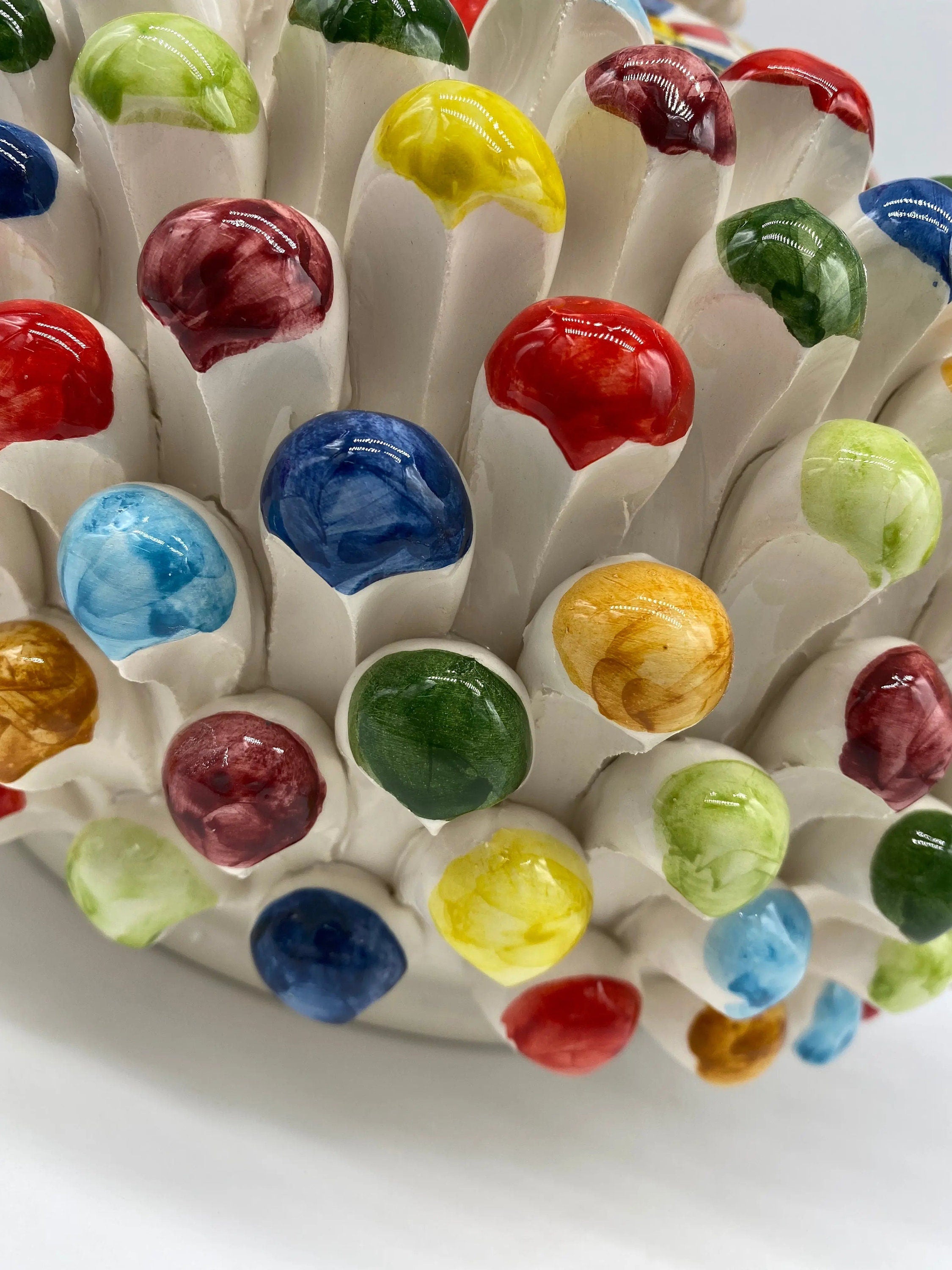 Pigna Biscottiera “Carretto” Ceramica Caltagirone cm H.23 L.25 D.14 Artigianale Multicolor DD CERAMICHE SICILIANE