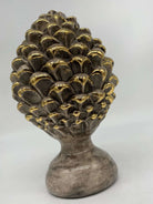 Pigna Ceramica Caltagirone cm H.20 Artigianale Écru Oro Linea Luis - DD CERAMICHE SICILIANE