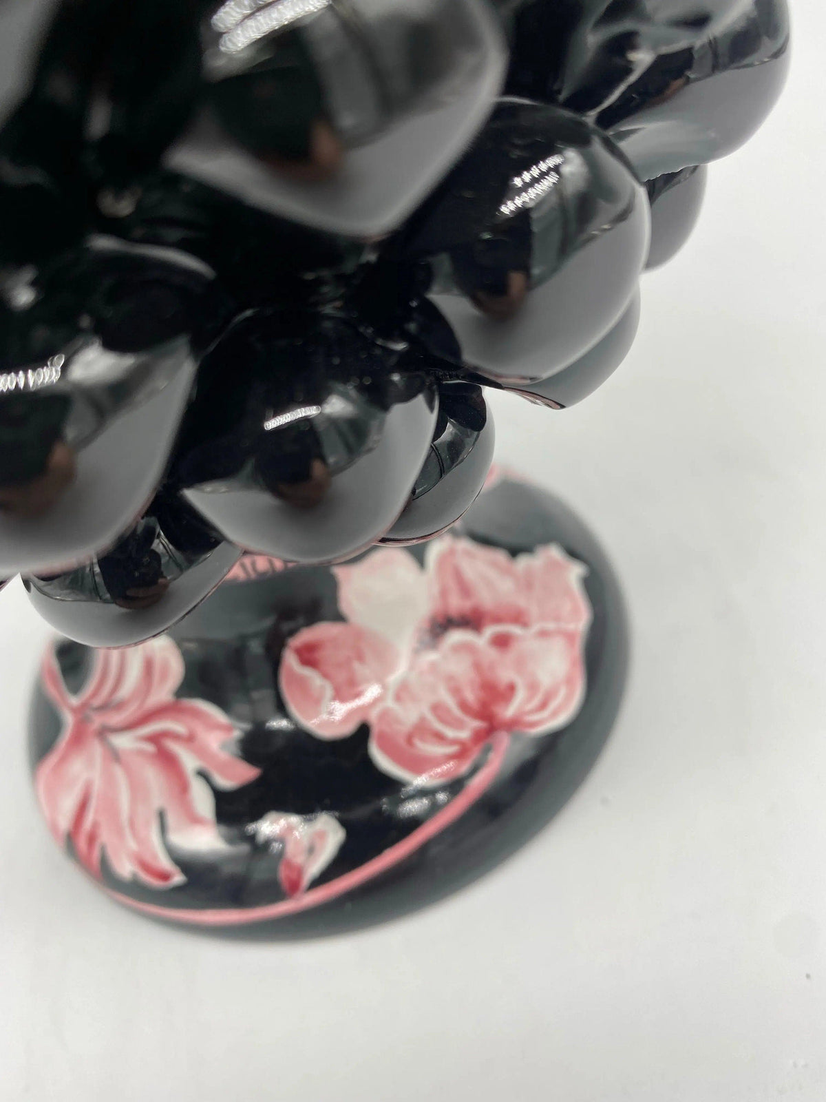 Pigna Ceramica Caltagirone cm H.20 Artigianale VENUS Nero Rosa DD CERAMICHE SICILIANE