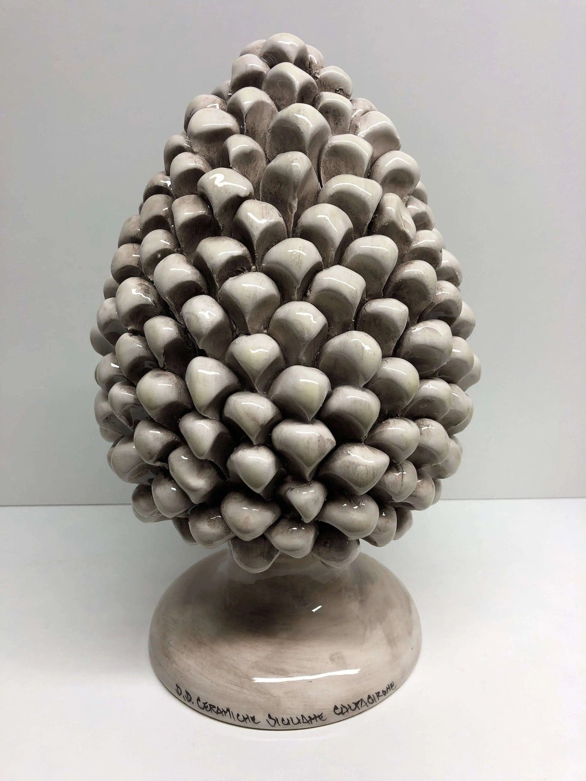 Pigna Ceramica Caltagirone cm H.30 Artigianale Beige Écru DD CERAMICHE SICILIANE