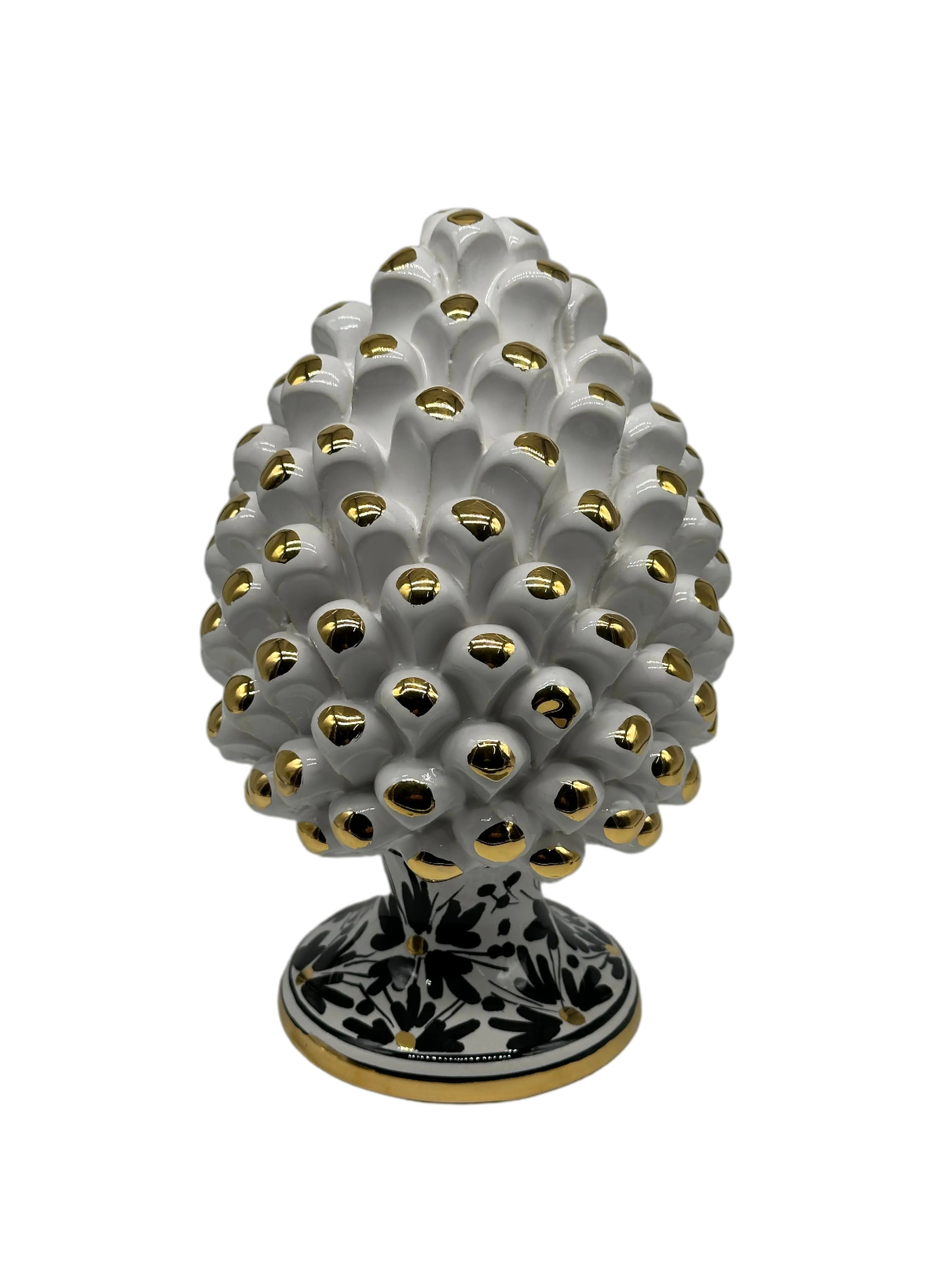 Pigna “CHIC” Ceramica Caltagirone cm H.20 Artigianale Bianco DD CERAMICHE SICILIANE