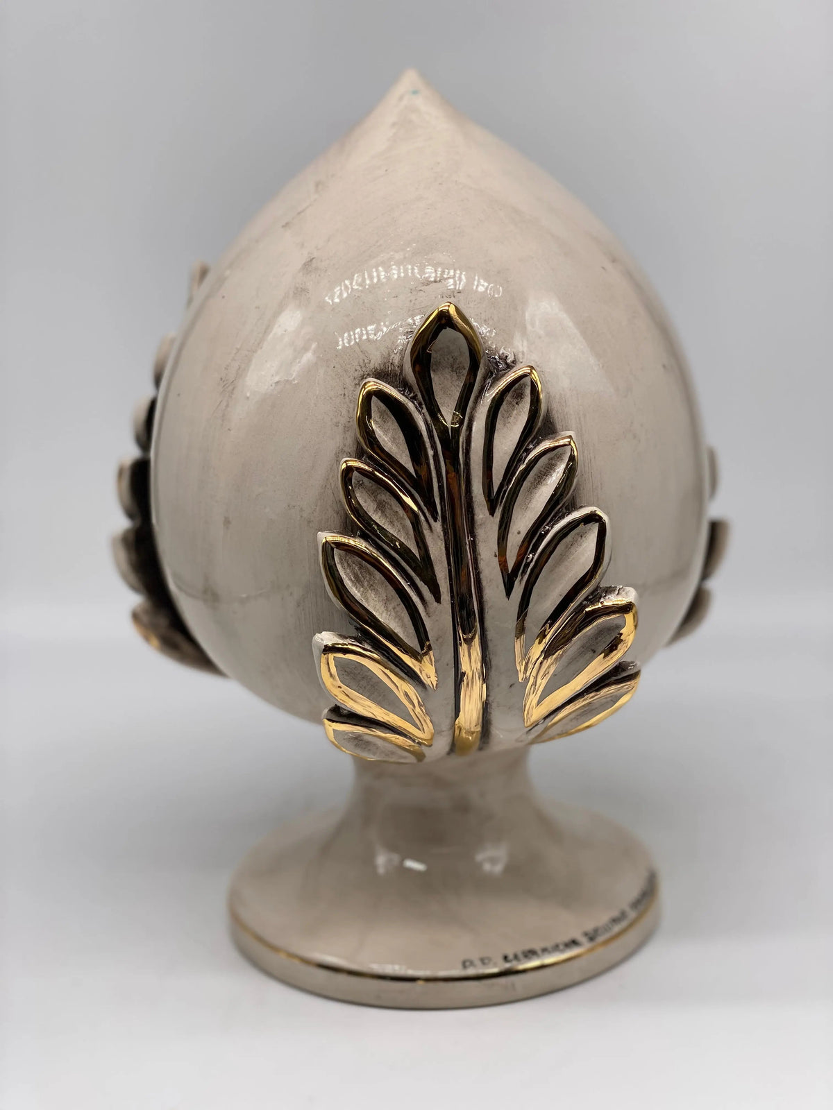 Pumo Ceramica Caltagirone cm H.30 Artigianale Écru Oro DD CERAMICHE SICILIANE