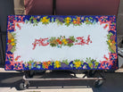 Tavolo Rettangolare bordo blu con Frutta– Pietra Lavica Decorata - TAVOLI