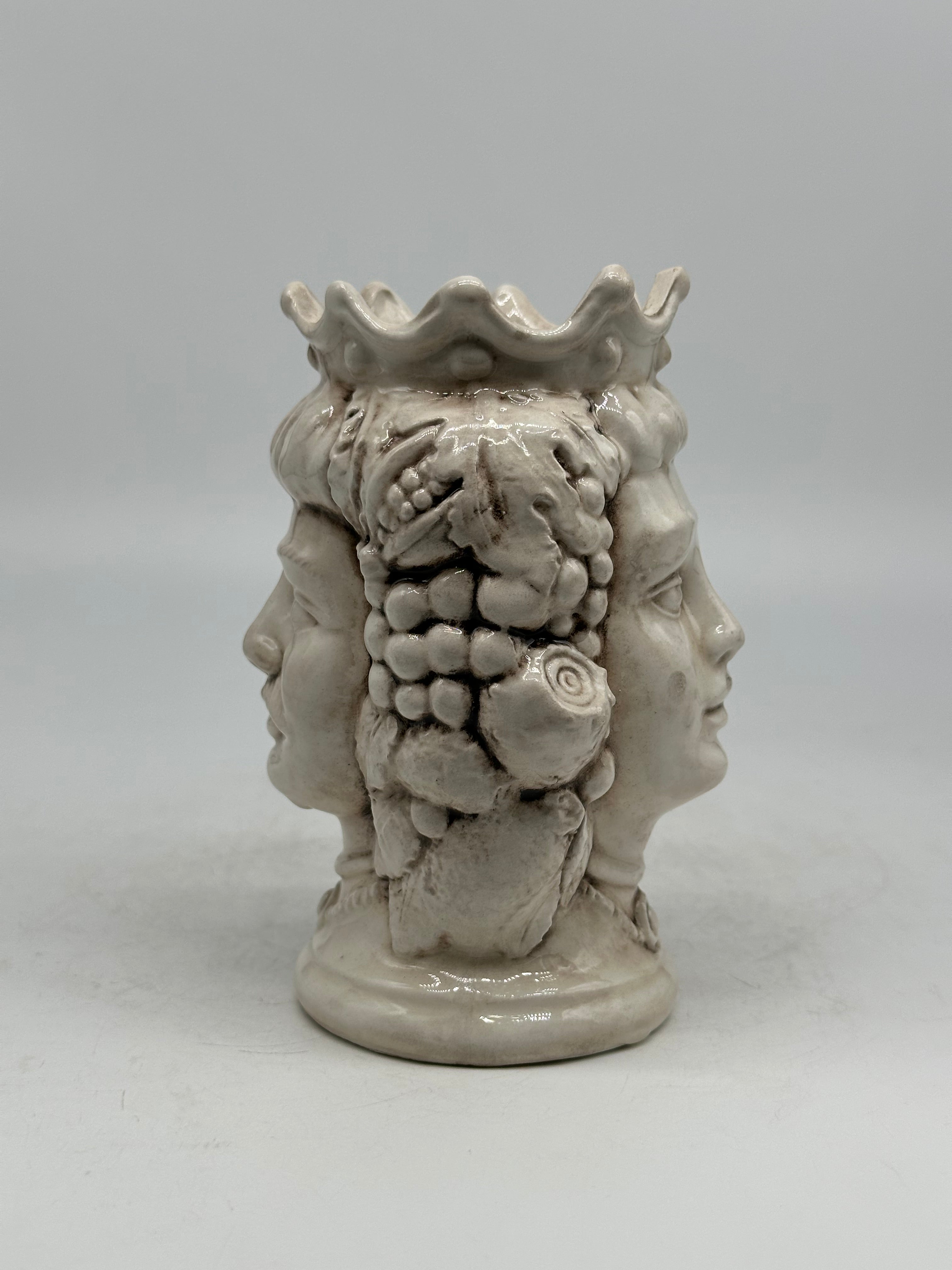 Testa di Moro Kalat Frutta Bifacciale Ceramica Caltagirone cm H.14 L.9 Artigianale VARI COLORI - TESTA DI MORO