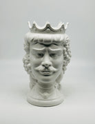 Testa di Moro Kalat Frutta BIFACCIALE Ceramica Caltagirone cm H.26 L.16 Artigianale Bianco