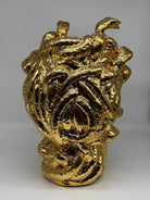 Testa Mitologica Medusa Ceramica Caltagirone cm H.38 L.25 Artigianale “GOLD EDITION” - DD CERAMICHE SICILIANE