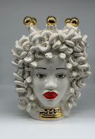 Testa Mitologica Medusa “Luxury Madreperla” Ceramica Caltagirone cm H.40 L.30 Artigianale - TESTA DI MORO