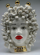 Testa Mitologica Medusa “Luxury Madreperla” Ceramica Caltagirone cm H.40 L.30 Artigianale - TESTA DI MORO