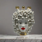 Testa Mitologica Medusa “Luxury Madreperla” Ceramica Caltagirone cm H.40 L.30 Artigianale - TESTA DI MORO