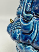 Testa Mitologica Uomo Ceramica Caltagirone cm H.35 L.25 Artigianale Blu dettagli Oro - TESTA DI MORO