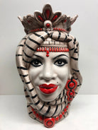 Teste di Moro Afro Ceramica Caltagirone cm H.35 L.23 Artigianale Turbante Striscie DD CERAMICHE SICILIANE