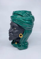 Teste di Moro Anubi Ceramica Caltagirone cm H.29 L.20 Artigianale Verde Nero Oro DD CERAMICHE SICILIANE