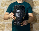 Teste di Moro Anubi Ceramica Caltagirone cm H.29 L.20 Artigianale Nero Oro DD CERAMICHE SICILIANE