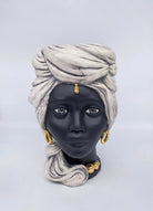 Teste di Moro Anubi Ceramica Caltagirone cm H.29 L.20 Artigianale Ghiaccio Nero Oro DD CERAMICHE SICILIANE