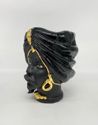 Teste di Moro Atena Ceramica Caltagirone cm H.24 L.18 Artigianale Nero Oro DD CERAMICHE SICILIANE