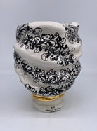 Teste di Moro Atena Ceramica Caltagirone cm H.24 L.18 Artigianale Opaco Bianco Barocco Oro DD CERAMICHE SICILIANE