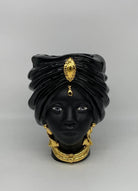 Teste di Moro Atena Ceramica Caltagirone cm H.24 L.18 Artigianale Nero Oro DD CERAMICHE SICILIANE