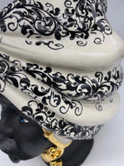 Teste di Moro Atena Ceramica Caltagirone cm H.30 L.23 Artigianale Opaco Bianco Barocco Oro DD CERAMICHE SICILIANE