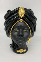 Teste di Moro Atena Ceramica Caltagirone cm H.30 L.23 Artigianale Nero Oro DD CERAMICHE SICILIANE