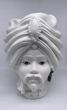 Teste di Moro Atena Ceramica Caltagirone cm H.40 L.28 Artigianale Bianco Opaco DD CERAMICHE SICILIANE