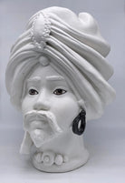 Teste di Moro Atena Ceramica Caltagirone cm H.40 L.28 Artigianale Bianco Opaco DD CERAMICHE SICILIANE