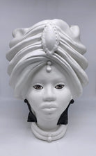 Teste di Moro Atena Ceramica Caltagirone cm H.40 L.28 Artigianale Bianco Opaco DD CERAMICHE SICILIANE