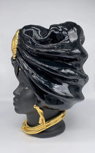 Teste di Moro Atena Ceramica Caltagirone cm H.40 L.28 Artigianale Nero Oro DD CERAMICHE SICILIANE