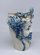 Teste di Moro Classica Ceramica Caltagirone cm H.27 L.20 Artigianale Bianco Blu DD CERAMICHE SICILIANE