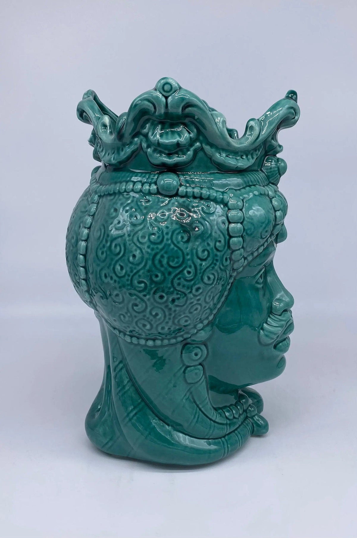 Teste di Moro Emiro Ceramica Caltagirone cm H.30 L.18 Artigianale Verde DD CERAMICHE SICILIANE