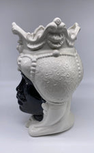 Teste di Moro Emiro Ceramica Caltagirone cm H.30 L.18 Artigianale Bianco Nero DD CERAMICHE SICILIANE