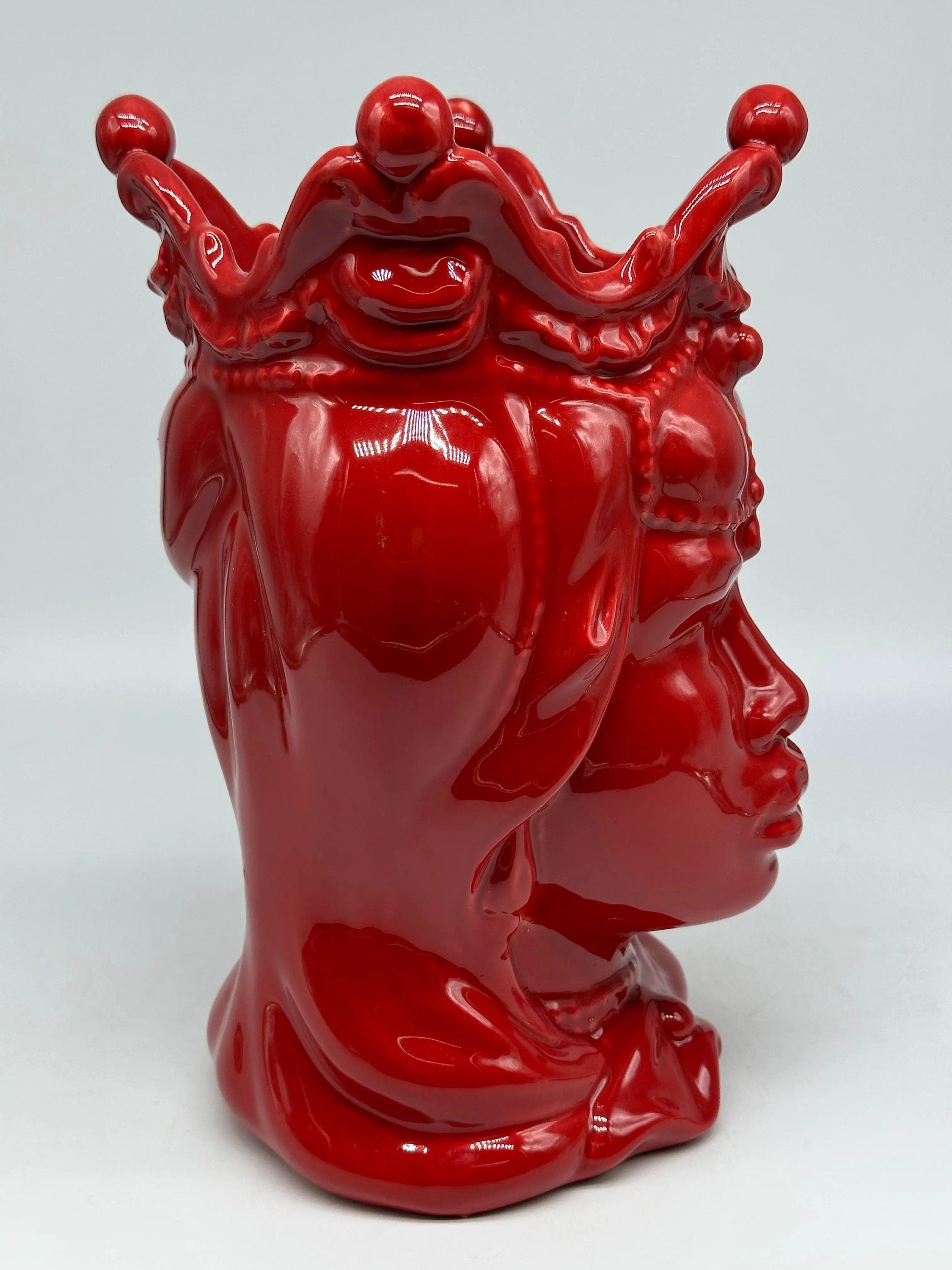 Teste di Moro Emiro Ceramica Caltagirone cm H.30 L.18 Artigianale Rosso DD CERAMICHE SICILIANE