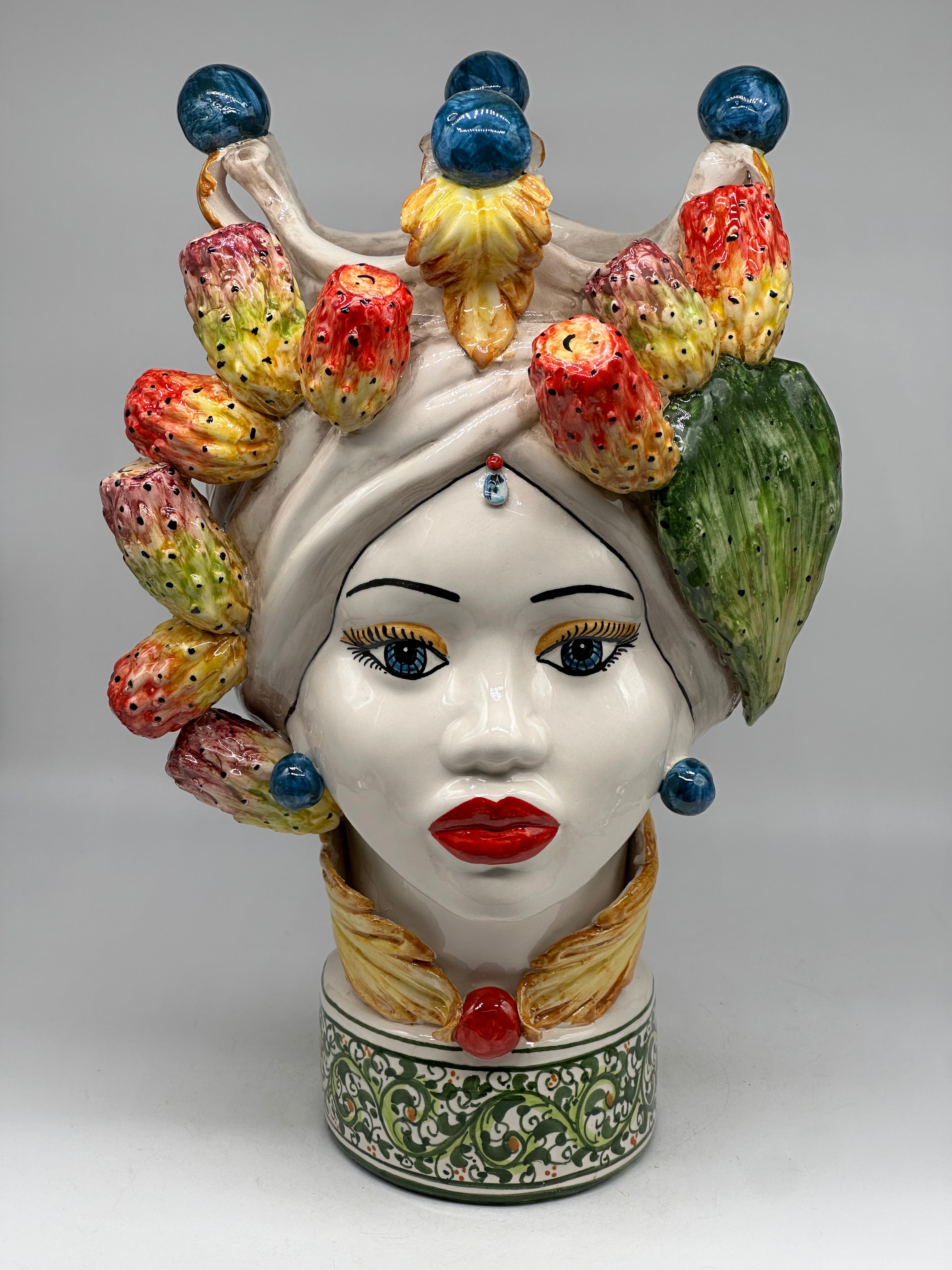 Teste di Moro Fruit Ceramica Caltagirone cm H.40 L.26 Artigianale - Donna - TESTE DI MORO