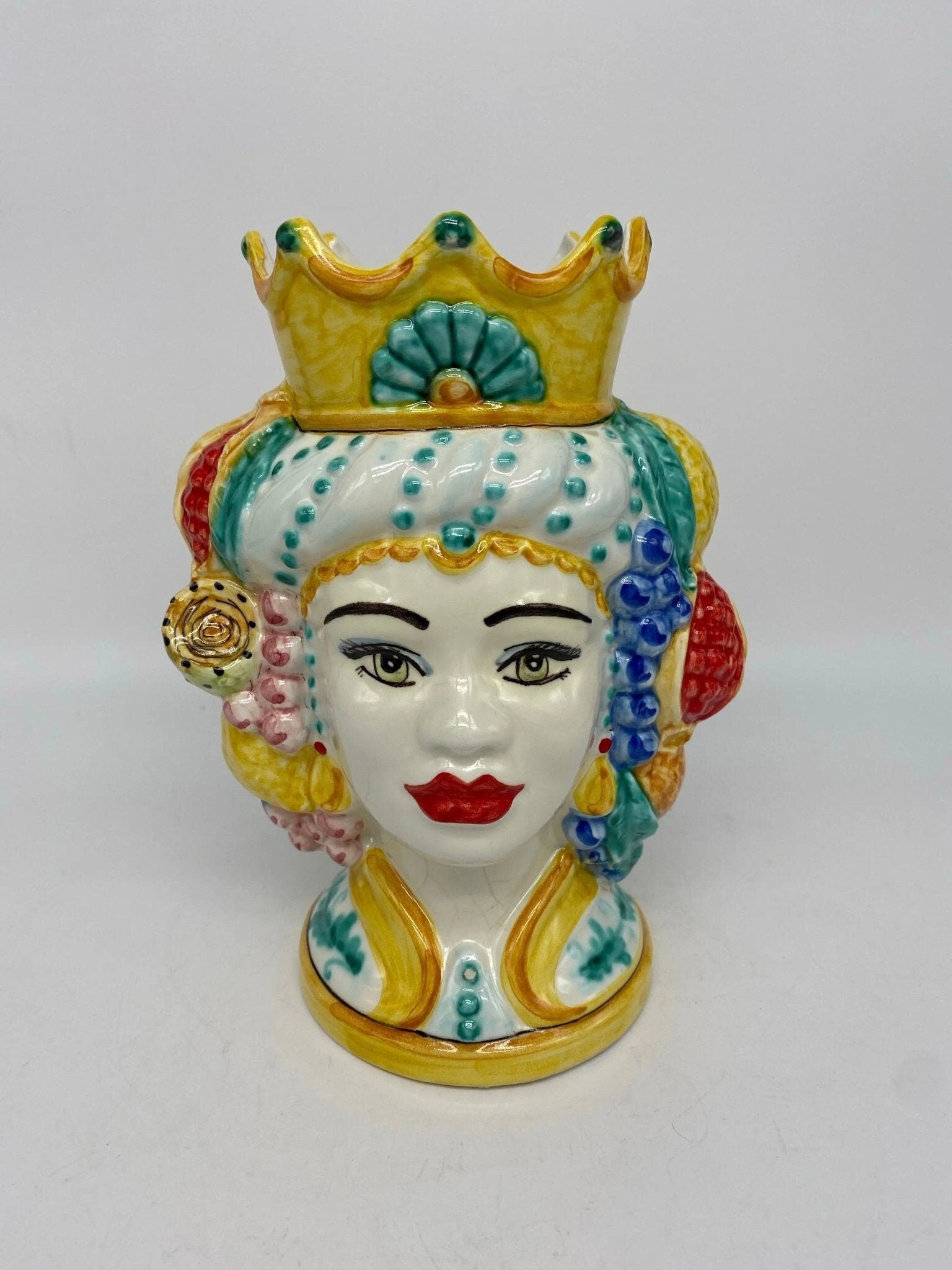 Teste di Moro Girun Ceramica Caltagirone cm H.20 L.13 Artigianale Decorazione Siciliana - DD CERAMICHE SICILIANE