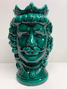 Teste di Moro Kalat Frutta Ceramica Caltagirone cm H.26 L.16 Artigianale Verde Cristallo DD CERAMICHE SICILIANE