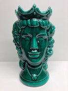Teste di Moro Kalat Frutta Ceramica Caltagirone cm H.26 L.16 Artigianale Verde Cristallo DD CERAMICHE SICILIANE