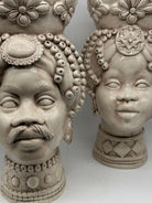 Teste di Moro Masai Ceramica Caltagirone cm H.38 L.21 Artigianale Beige - TESTE DI MORO