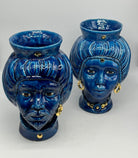 Teste di Moro Mediterraneo Ceramica Caltagirone cm H.29 L.22 Artigianale Blu Oro - DD CERAMICHE SICILIANE