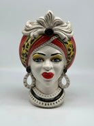 FINE SERIE - Teste di Moro Moresca Ceramica Caltagirone cm H.28 L.19 Artigianale Barocco Rosso DD CERAMICHE SICILIANE