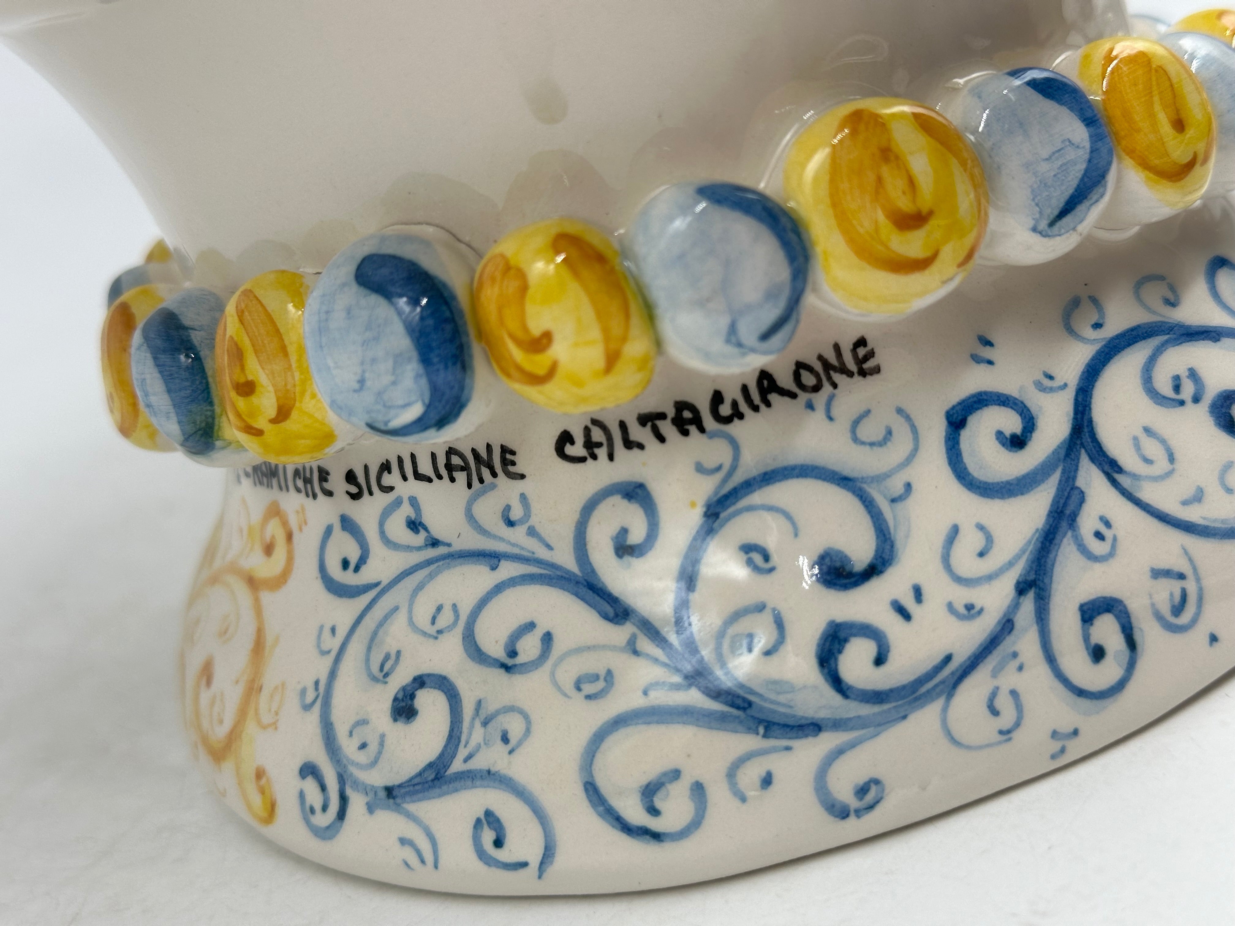 Teste di Moro Poseidon Ceramica Caltagirone cm H.40 L.23 Artigianale - TESTE DI MORO